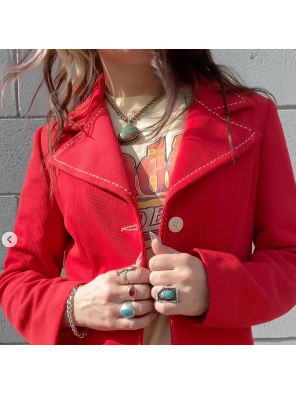 1970s First edition cherry red western polyester blazer